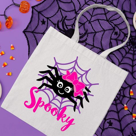 This adorable canvas tote bag is great for kids, and an ideal accessory for Halloween Trick or Treating. Reusable perfect for your child’s candy collection. This could also be a great gift for any child for use on Halloween. It comes in two colors which you can choose from. We use high quality, soft flex vinyl which not only creates a sharp, vivid graphic but will never look "faded" or “washed out” like some inks commonly do. Processing time is 2-4 days, delivery will depend on your choice at ch Trick Or Treat Canvas Bags, Halloween Trick Or Treating, Trick Or Treat Candy, Halloween Gift Bags, Candy Collection, Trick Or, Halloween Candy Bags, Spooky Spiders, Halloween Tote Bag