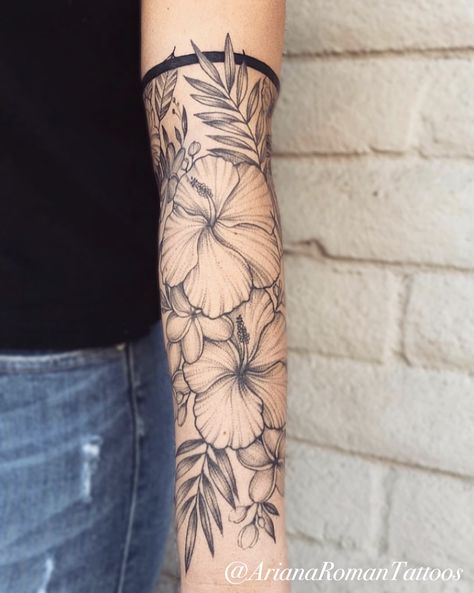 Floral arm band tattoo hibiscus Hawaiian Arm Band Tattoo For Women, Hawaiian Arm Sleeve Tattoo, Hawaiian Sleeve Tattoo Women, Hawaiian Half Sleeve Tattoo Women, Hibiscus Sleeve Tattoo For Women, Hibiscus Flower Half Sleeve Tattoo, Hibiscus Tattoo Men, Hibiscus Arm Tattoo, Hawaiian Floral Tattoos