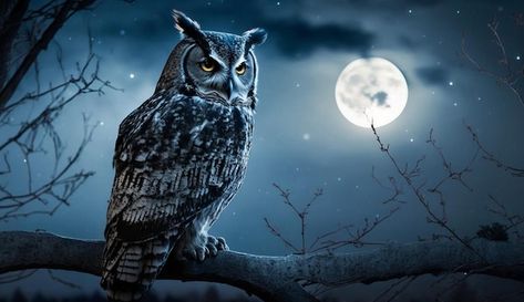 Free photo night owl perched on spooky t... | Free Photo #Freepik #freephoto #bird-tree #blue-bird #horror #hawk Owls At Night, Owl At Night, Scary Owl, Owl Background, Owl Night, Spooky Tree, Photo Night, Owl Wallpaper, Spooky Trees