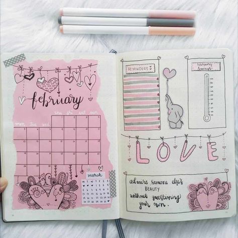 Are you looking for gorgeous pink and red bullet journal themes for valentines day? Or even just romantic and feminine bullet journal and planner themes? We have collected over 80 gorgeous themes to inspire stunning bujo layouts #romanictheme #romanticbujo #valentinesdaybujo #bulletjournalvalentines March Doodles, Bujo February, Bullet Journal Design, Bullet Journal Week, Valentines Day Theme, Boulet Journal, February Bullet Journal, Romantic Valentines Day, Bullet Journal Monthly Spread