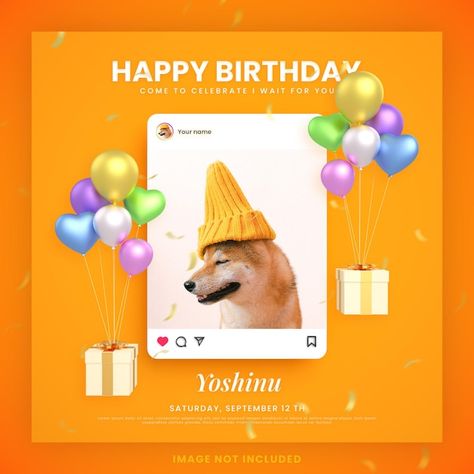 Happy Birthday Google, Happy Birthday Invitation, Instagram Social Media Post, Dog Happy Birthday, Happy Birthday Invitation Card, Birthday Invitation Card, Birthday Post Instagram, Social Media Post Template, Birthday Discount