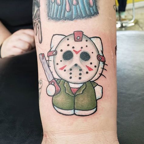 Cute Friday The 13th Tattoo Ideas, Friday The 13th Tattoo, 13 Tattoos, Badass Aesthetic, Digi Stamps, I Tattoo, Vault Boy, Hello Kitty, Kitty