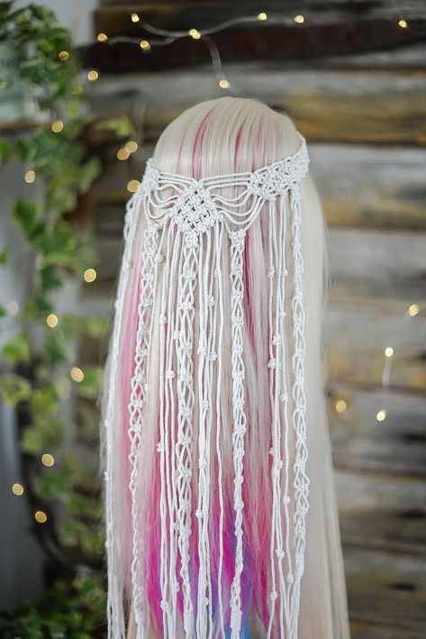 Macrame Veil Tutorial, Macrame Headpiece, Macrame Veil, Bohemian Veils, Boho Veil, Unique Veil, Macrame Headband, Diy Wedding Veil, Micro Macrame Tutorial