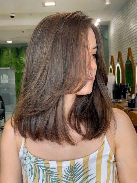 A trendy low-maintenance straight hairstyle for women Haircuts Face Framing, Sleek Haircuts, Easy Straight Hairstyles, Shoulder Length Straight Hair, Medium Length Brown Hair, Hair Colour Styles, Pretty Hair Cuts, Medium Length Hair Straight, Straight Hairstyles Medium