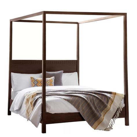 Three Posts Behling Four Poster Bed & Reviews | Wayfair.co.uk 4 Poster Bed, Wood Canopy Bed, 4 Poster Beds, Super King Size Bed, Timber Veneer, Four Poster Bed, Superking Bed, Matching Furniture, Boho Interiors