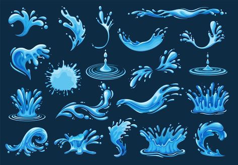 Water Illustration Vector, Water Elemental Character Design, Water Illustration Design, Water Character Design, Water Drop Illustration, Water Character, Water Concept, Water Spill, Water Sketch