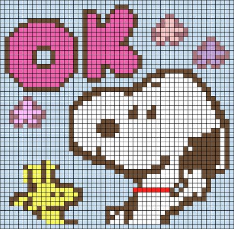 Grid Art Pattern, Sonny Angel Alpha Pattern, Crochet Pixle Grids, Cute Tapestry Crochet Patterns, Rainbow Alpha Pattern, Snoopy Crochet Grid, Snoopy Pixel Grid, Snoopy Grid Pattern, Miffy Alpha Pattern