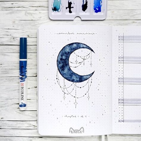 Mystic Pictures, Bullet Journal Halloween, Bullet Journal October, Organization Bullet Journal, Moons And Stars, Bullet Journal Mood, Dot Journals, Bullet Journal Design Ideas, Bullet Journal Themes