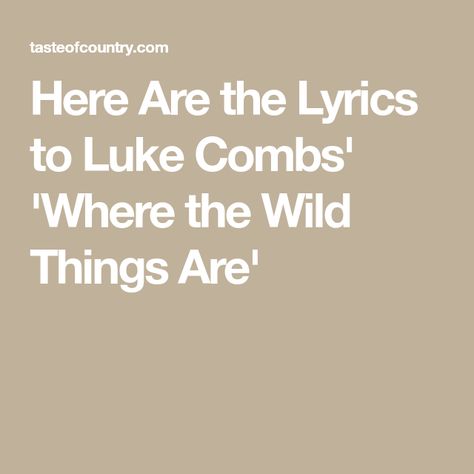 Here Are the Lyrics to Luke Combs' 'Where the Wild Things Are' Luke Combs Song Lyrics, Luke Combs Lyrics, South California, Lyric Tattoos, Luke Combs, Cma Awards, Eric Church, Country Stars, Weird Dreams