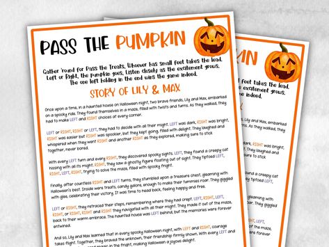 Looking for a fun and exciting way to pass the time during your next family game night? Look no further than Hallow Pass the Prize Game! This exciting game will have everyone laughing and having a great time. In Hallow Pass the Prize Game, players take turns passing around a gift or parcel. The first player to get it all back to their starting point wins the game! Plus, this game is perfect for breaking the ice between friends. Whether you're hosting a Halloween party or just want to play some fun games together, Hallow Pass the Prize Game is sure to be a hit. So don't wait any longer - order your copy today! What's Included 1. PDF - 8.5" x 11" - Printable PDF Pass The Candy Game, Pass The Prize Game, Left Right Game, Pass The Parcel, Candy Games, Between Friends, Halloween Party Games, Game Pass, Halloween Games