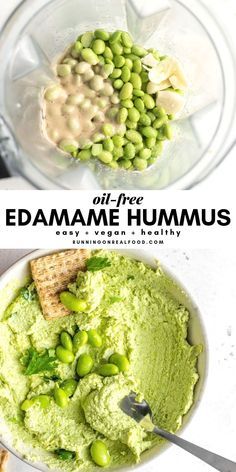 Cooked Edamame, Edamame Hummus Recipe, Edamame Hummus, Healthy Dip, Edamame Beans, Healthy Dips, Oil Free Vegan, Hummus Recipe, Chia Pudding