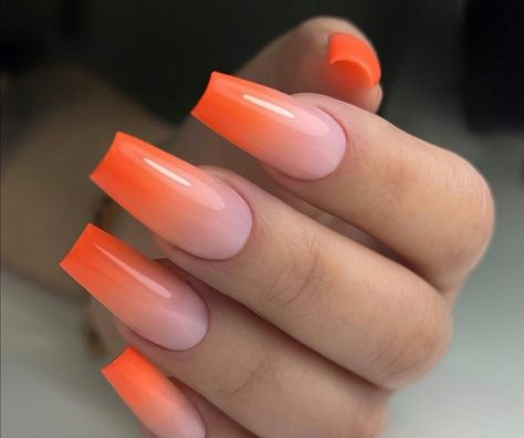 Orange Nails Ombre, Alex Padilla, Neon Orange Nails, Nails Ombre, Orange Nails, Neon Orange, Nail Ideas, Nail Polish, Neon