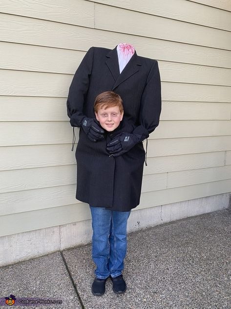 Halloween Costumes For Boys 8-10 Year, Halloween Costumes For Boys 8-10, Halloween Costume Ideas Boys, Halloween Costumes For Boys 10-12, Headless Man Costume, Homemade Costumes For Boys, Headless Outfits, Halloween Costumes Boys, Zombie Costume Kids