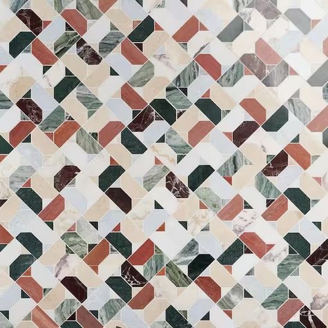 Ivy Hill Tile Sheba Tuscany Multicolor 12.83 in. x 12.83 in. Polished Marble Luxury Mosaic Floor and Wall Tile 1.14 sq. ft./Each EXT3RD109727 - The Home Depot Foyer Tile, Modern Spanish Revival, Aimee Song, Game Room Bar, Ivy Hill Tile, Mosaic Floor, Spanish Revival, Mosaic Flooring, Outdoor Oasis