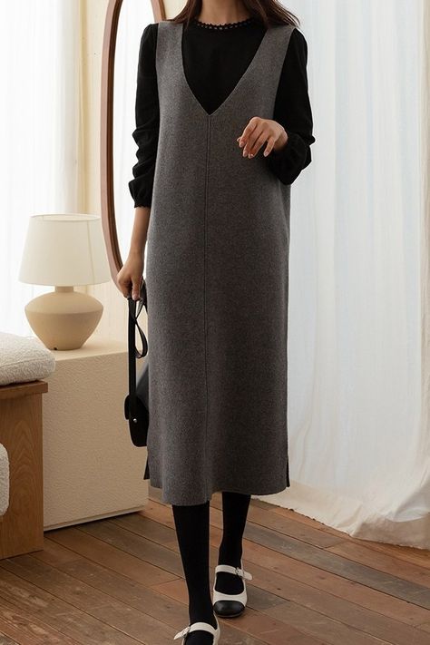 Sweater Tank Dress Outfit, Sleeveless Dress Outfit, Tank Dresses Outfit, Sleeveless Knit Dress, Chunky Knits, Sweater Dresses, Sleeveless Knit, Shopping Website, Sweater Dress Women