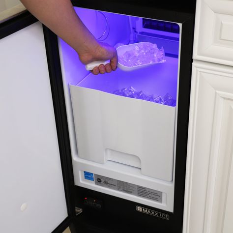 MaxxIce Maxx Ice Self-Contained Indoor Ice Machine, 15"W, 60 lbs, Energy Star, Black/Stainless Steel Door & Reviews | Wayfair Freezer Sandwiches, Milkshake Machine, Bakery Display Case, Rotisserie Oven, Commercial Sink, The Maxx, Bakery Display, Stainless Steel Door, Clear Ice