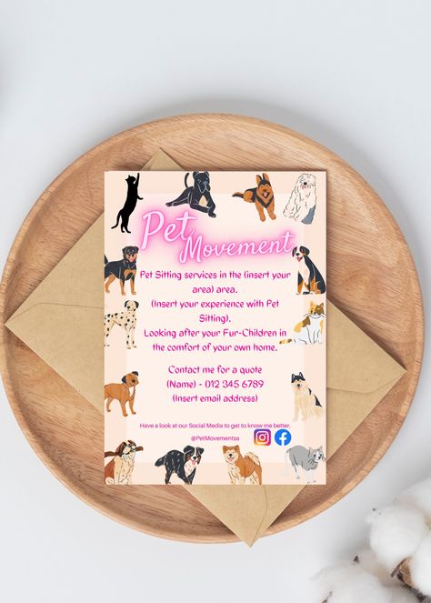 Pet Sitting Flyer, Shocking Pink, Pet Sitting, Graphic Design Logo, Flyer Design, Logo Branding, Stationery Design, Stationery Paper, Template Design