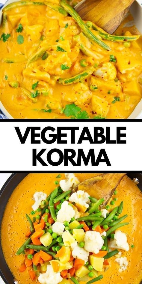 Curry Vegetables Recipe, Veg Korma Recipe, Vegetable Curry Recipes Indian, Indian Vegetable Side Dish, Vegetarian Stews, Korma Curry Recipes, Veg Korma, Veggie Korma, Vegan Korma