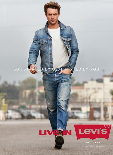 BEN WADDELL FRONTS THE LIVE IN LEVI’S CAMPAIGN Jeans History, Levi Jeans Outfit, Denim Outfit Men, Levis Outfit, Looks Jeans, Hats Winter, Levi Strauss Jeans, Denim Wear, Man Fashion