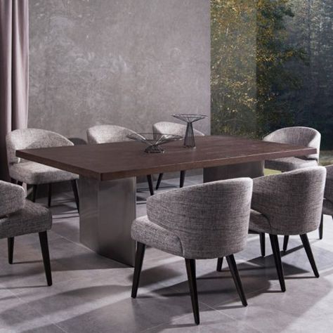 Modrest Lexington Rectangular Dining Table - Dining Tables at Hayneedle Modern Fabric Dining Chairs, Dining Furniture Makeover, Rustic Dining Furniture, Fabric Dining Chair, Wooden Dining Chairs, Oak Dining Table, Fabric Dining Chairs, Outdoor Dining Furniture, Upholstered Fabric