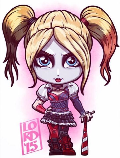 Harley Quinn Lord Mesa Art Harley Drawing, Lord Mesa Art, Univers Dc, Arkham Asylum, Arkham Knight, Marvel Vs Dc, Chibi Characters, Joker And Harley Quinn, Super Villains