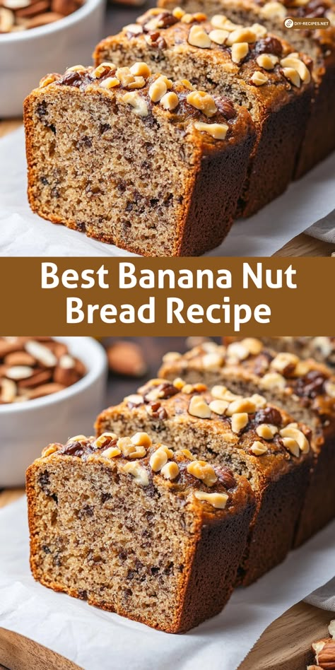 Discover the best Banana Nut Bread recipe! Soft, moist, and filled with banana and walnut goodness, it’s the perfect treat for any time of day. The Best Banana Nut Bread Recipe, Banana Nut Recipes Breads, Banana Walnut Nut Bread Recipe, Banana Bread Nut Recipe, Macadamia Nut Banana Bread, Mayo Banana Bread Recipe, Banana Bread Walnut Recipe, Banana Nut Bread Recipe Healthy, Banana Walnut Bread Recipe Moist