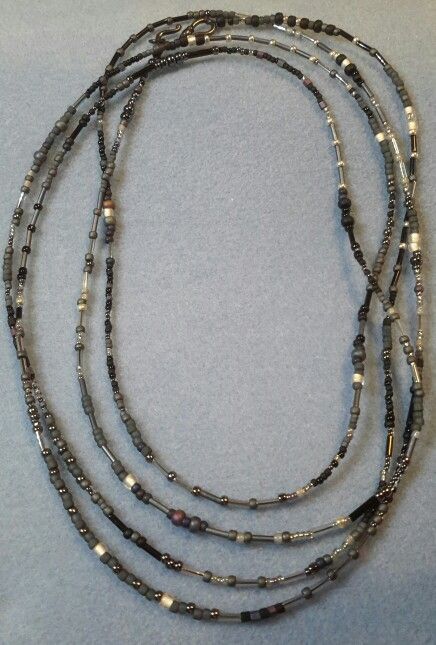 Black, gray, and silver seed bead necklace or bracelet Mixed Media Jewelry, Small Beads, Seed Bead Necklace, Hand Crafted Jewelry, Crafted Jewelry, Multi Strand, Bead Necklace, Seed Bead, Handcrafted Jewelry