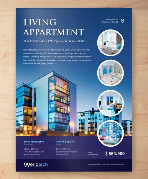 Living Apartments Flyer Template AI, EPS Rollup Banner Design, Editorial Design Magazine, Property Agent, Mountain View Home, Cafe Logo Design, Modern Homes For Sale, Rollup Banner, Heat Pump System, Real Estate Flyer Template