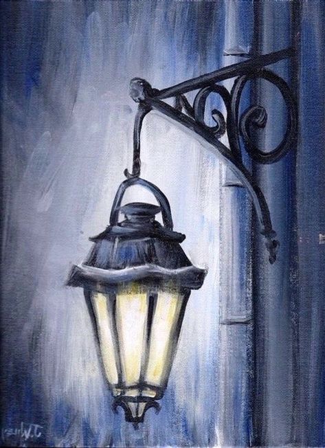 1001 Acrylic Painting Ideas To Fill Your Spare Time With Painting Ideas For Beginners, Acrylic Painting For Beginners, Acrylic Painting Techniques, Simple Acrylic Paintings, Night Painting, Street Lamp, Beginner Painting, Acrylic Canvas, Painting Class