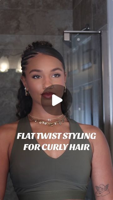 Ashlee West 🥥 on Instagram: "1/3 ways to wear this half-flat twist curly style  Edge gel & brush- @fentyhair" Flat Twists Half Up Half Down, Flat Twist Frontal Wig, Flat Twist On Wig, Cuban Twist Ponytail, Flat Twist Into Ponytail, Flat Twist Pigtails, Flat Twist Styles, Flat Twist Hairstyles, Halo Hair