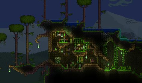 Terraria Jungle House Ideas, Witch Doctor House Terraria, Terraria Witch Doctor, Terraria Golfer House, Witch Doctor Terraria, Terraria Witch Doctor House, Terraria Jungle House, Terraria Hallowed House, Jungle Houses Terraria