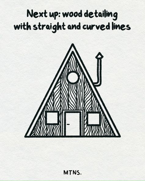 Cabins are one of my favourite things to draw… here is a step by step drawing tutorial for an A-Frame cabin. Drop your favourite cabin in the comments, so we can share some travel tips. #pendrawings #learntodrawsomething #makemoreart #ilovedrawing #drawingideas #drawingtutorial A Frame Drawing, How To Draw A Cabin, A Frame House Drawing, Cabin Drawing Simple, How To Draw A Log Cabin Step By Step, A Frame Cabin Drawing Simple, Frame Drawing, Things To Draw, Frame Cabin