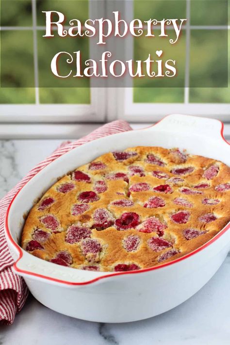 Raspberry Clafoutis Raspberry Clafoutis, Strawberry Clafoutis Recipe, Raspberry Almond Clafoutis, Savory Clafoutis, Cherry Clafoutis Recipe Julia Childs, Plum Clafoutis, Heavenly Dessert Recipe, Classic French Desserts, Custard Desserts