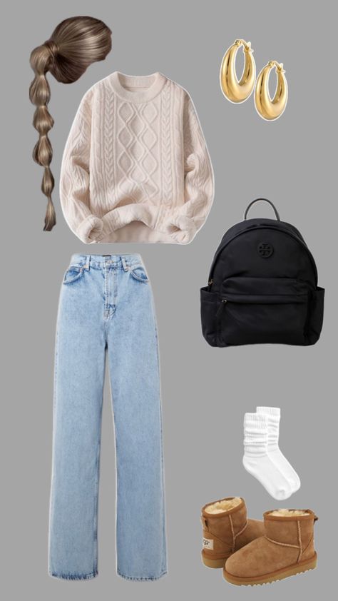 rory gilmore sweater, clean girl aesthetic, vanilla girl, mini ugg boots Aesthetic Vanilla Girl, Rory Gilmore Sweater, Gilmore Sweater, Mini Ugg Boots, Outfit With Uggs, Preppy Fall Outfits, New York Outfits, Fall School, Cute Nike Outfits