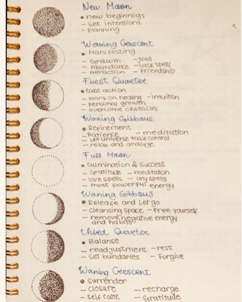 Moon Phases Moon Phases And Meanings, Moon Journal Ideas, Moon Phases Circle, Moon Phases Activities, Moon Phrases, The Moon Phases, Moon Phase Calendar, Moon Journal, Moon Phases