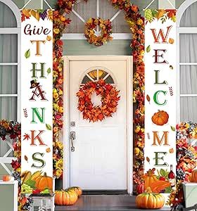 Outdoor Welcome Sign, Garden Party Decorations, Harvest Thanksgiving, Classic Garden, Decorations For Home, Harvest Decorations, Hanging Banner, Fall Door, Welcome Fall