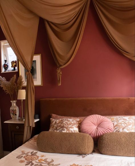 Brown And Burgundy Bedroom, Burgundy And Gold Bedroom, Maroon Room, Maroon Bedroom, Brown Wood Bedroom, Mauve Bedroom, Burgundy Bedroom, Burgundy Room, Earth Tone Bedroom