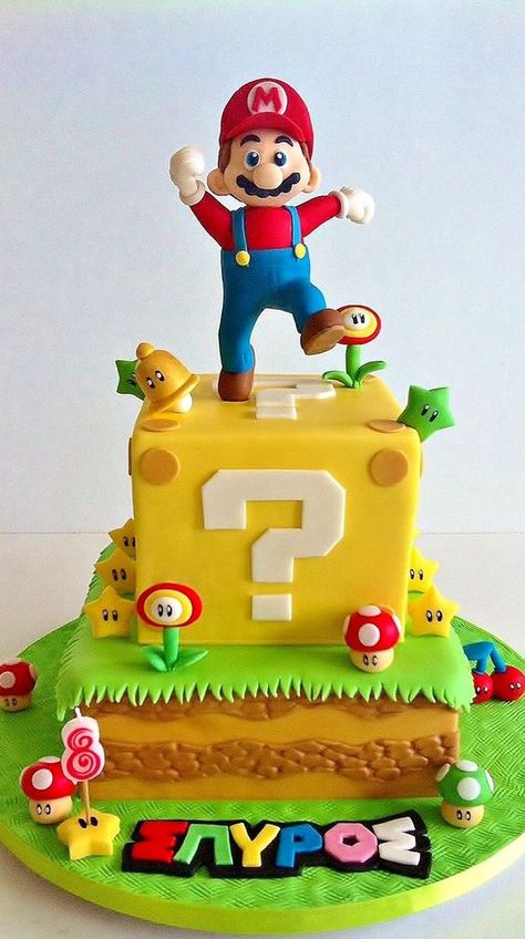 Super Mario Bros Party Ideas, Mario Birthday Cake, Mario Bros Cake, Super Mario Cake, Super Mario Bros Birthday Party, Super Mario Bros Party, Mario Cake, Mario Bros Birthday, Mario Bros Party