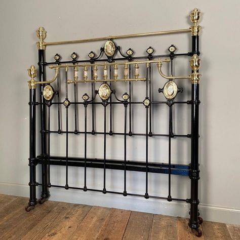 Brass Interior Design, Antique Iron Beds, Iron Beds, Iron Bed Frame, Bed Double, Brass Interior, Brass Bed, Antique Beds, William James