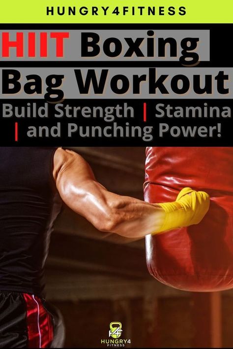 Burn fat and build stamina while forging fighting fitness with this HIIT boxing bag workout. Suitable for all levels and experience. Hiit Boxing Workout, Kickboxing Workout With Bag, Heavy Bag Workout Routine, Boxing Bag Workout, Boxing Cardio Workout, Boxing Workout Plan, Boxing Workout With Bag, Boxing Hiit Workout, Cardio Ideas