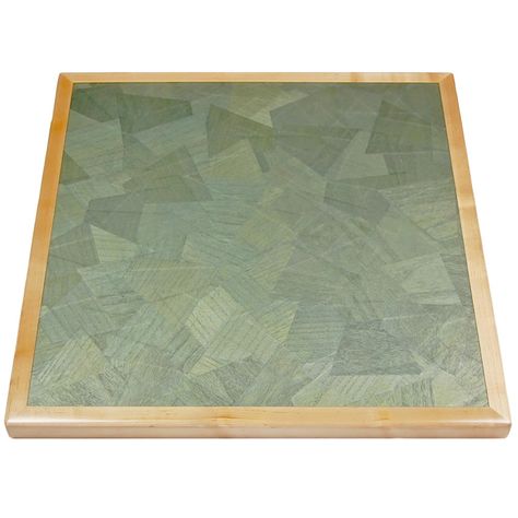 Veneered Wallpaper Inlay with Maple Wood Edge - Table Designs Veneer Pattern, Tile Inlay, Custom Table Top, Timber Table, Joinery Details, Table Designs, Green Table, Marble Inlay, Restaurant Tables