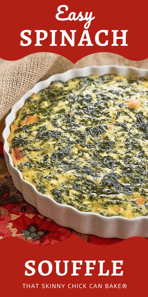 Spinach Souffle - An easy, cheesy spinach casserole that makes a terrific side dish! Perfect for the holidays. #spinachcasserole #holidaysidedish #souffle #spinach #sidedish #leftoverham Spinach Sufle Recipe, Spinach Souffle Recipe Simple, Spinach Souflee Recipes, What To Make With Fresh Spinach, Spinach And Cheese Souffle, Fresh Spinach Recipes Easy, Spinach Souffle Recipe, Spinach Meals, Spinach Soufflé