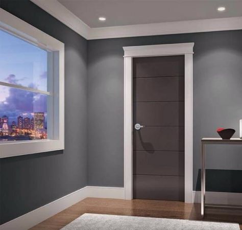 27 Baseboard Styles and Molding Ideas for Your House - Liquid Image Modern Crown Molding, Interior Door Colors, Modern Baseboards, Pintu Interior, Baseboard Styles, Pine Bedroom Furniture, Interior Door Trim, Sepang, Door Molding