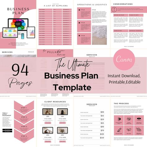 Business Plan, Business Template, Canva Template, Business Planner, Editable Business Plan, Printable Business Plan, Template, Canva plannergirl #teacherplannerprintable🌸 Business Necessities, Business Daily Planner, Business Planner Printables, Craft Business Plan, Fashion Business Plan, Small Business Plan Template, Business Plan Example, Business Plan Template Free, Business Workshop