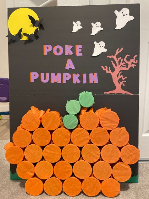 Pumpkin Punch Game, Poke A Pumpkin, Toddler Halloween Games, Halloween Party Prizes, Halloween Storytime, Punch Halloween, Halloween School Party, Pumpkin Punch, Trick Or Treat Games