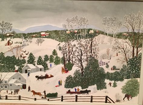 Grandma Moses Art, Winter Folk Art, Moses Art, Maud Lewis, Grandma Moses, Naïve Artist, Cc Cycle 3, American Painters, Folk Art Paintings