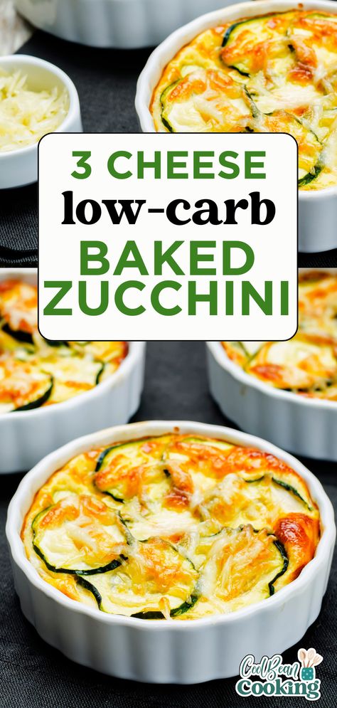 small casserole dishes filled with a cheesy zucchini casserole Baked Zucchini With Cheese, Low Carb Zucchini Recipes Side Dishes, Baked Zucchini And Cheese Casserole, Zuccini Sides Dishes Easy, Baked Zucchini And Cheese, Zucchini Recipes Low Carb, Baked Zucchini Casserole, Cheesy Baked Zucchini, Savory Seasoning