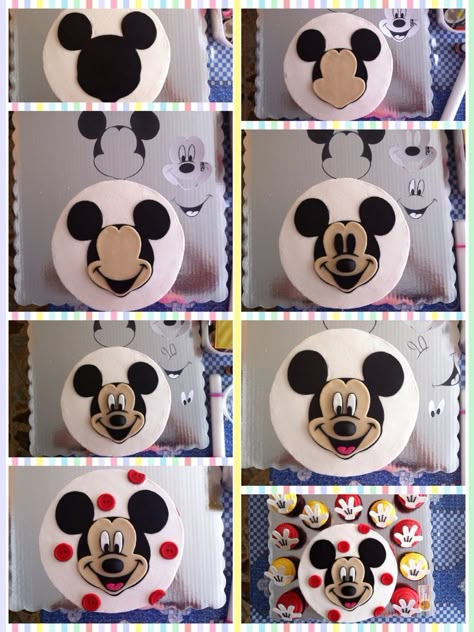 Mickey Mouse Birthday Cake Ideas, Mickey Mouse Face Cake, Minnie Mouse Template, Cupcakes Minnie Mouse, Cake Mickey Mouse, Mickey Birthday Cakes, Mickey Mouse Cakes, Γενέθλια Mickey Mouse, Bolo Panda