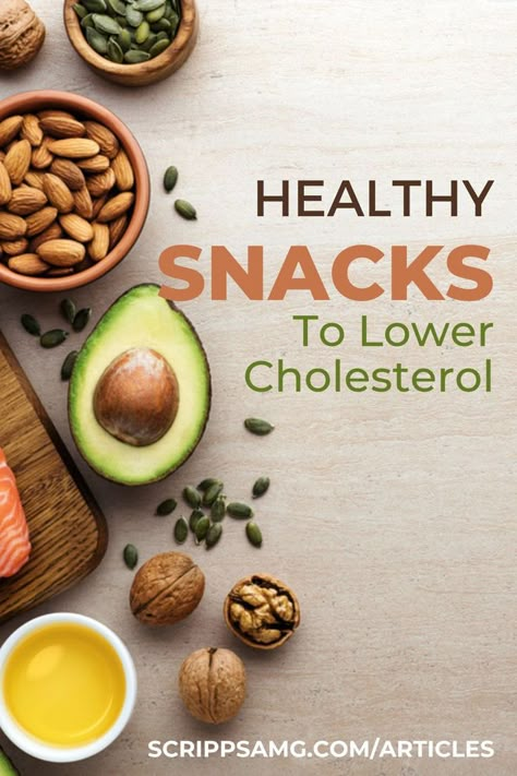 Around 38% of US adults have high cholesterol. Learn the risks, along with some tasty foods and snacks to lower cholesterol. 🥑 Snacks For High Cholesterol, Snacks To Lower Cholesterol, Cholesterol Healthy Recipes, Cholesterol Free Snacks, Cholesterol Meal Plan, Low Cholesterol Snacks, Low Cholesterol Meal Plan, Foods To Lower Cholesterol, Lower My Cholesterol