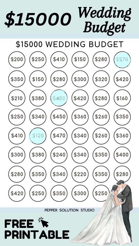 Are you planning to save for a wedding? Follow our $15,000 wedding budget challenge! Each time you choose an amount to save, color in the circle or put a cross on it to mark your progress toward your savings goal.
#moneysavingchallenge
#weddingsavingsplan
#freeprintable
#savingmoneychart Saving Money For Wedding, Saving For A Wedding, 15000 Savings Plan, Wedding Savings Challenge, Save Money For Wedding, 15 000 Wedding Budget, Wedding Savings Plan, Save For A Wedding, How To Build Wealth